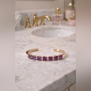 Amethyst gemstone gold plated cuff bracelet 💜💜✨
